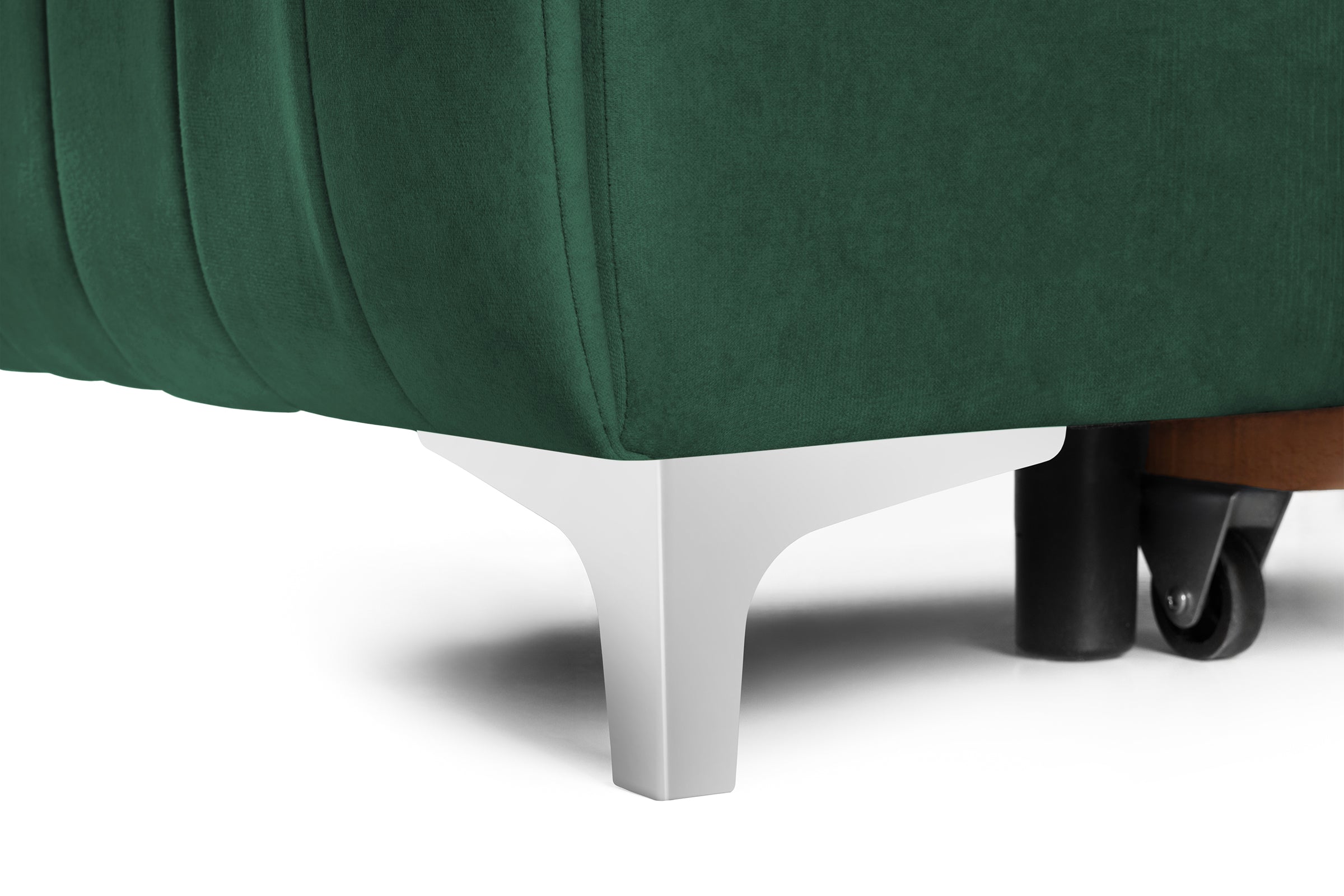 Colțar Extensibil LOFT, cu lada depozitare, tetiere reglabile, 295x170x95 cm, #color_Verde-Padure-Velluto