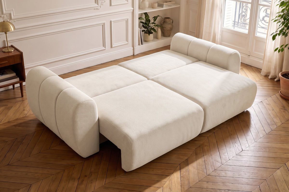Canapea Extensibilă 3 locuri VERSA, cu 2 lăzi depozitare, 260x110x85 cm, #color_Crem-Loft
