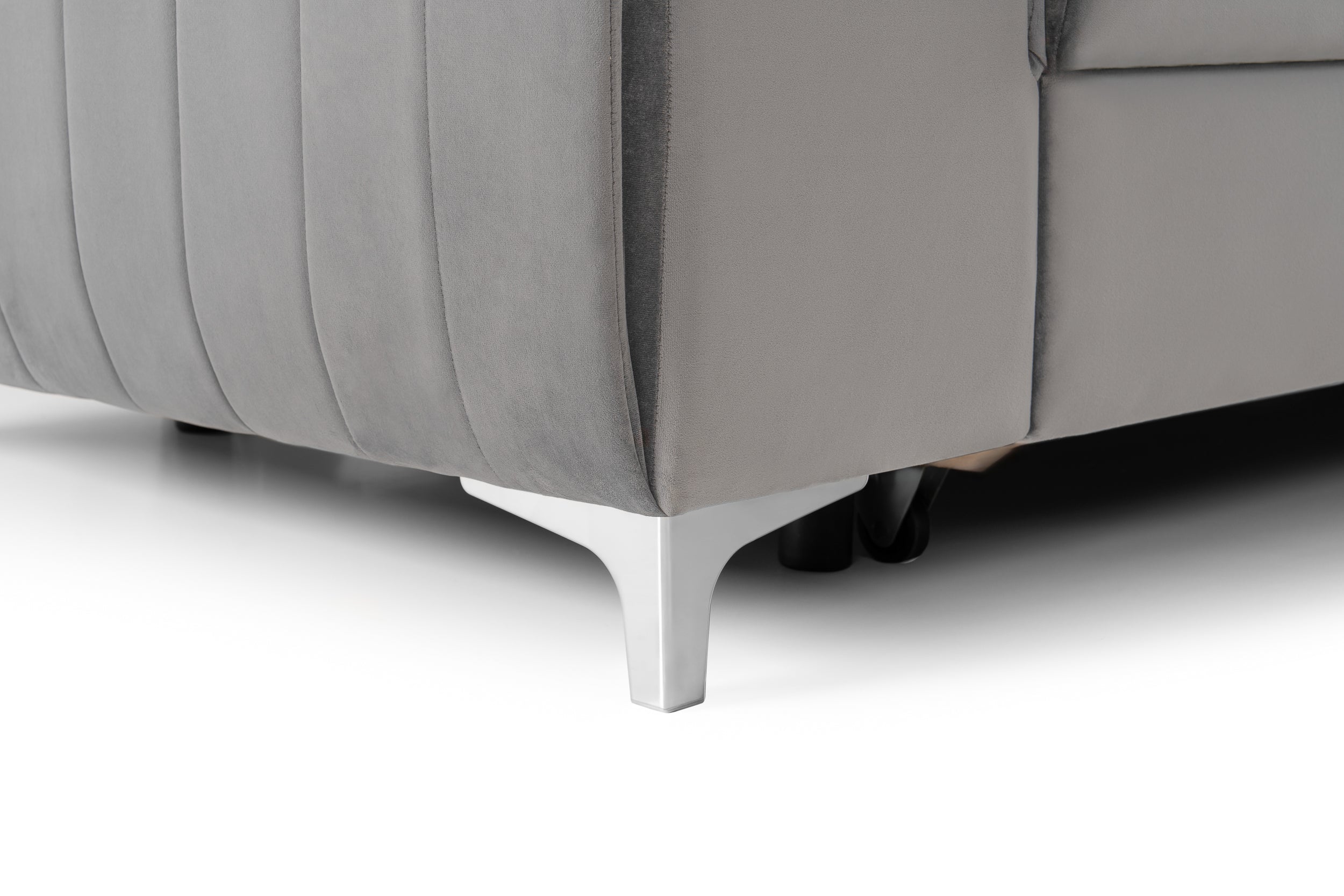 Canapea Extensibilă 3 locuri TIME, cu tetiere reglabile, cu suport lombar, 255x97x94 cm #color_Gri-Silver-Velluto