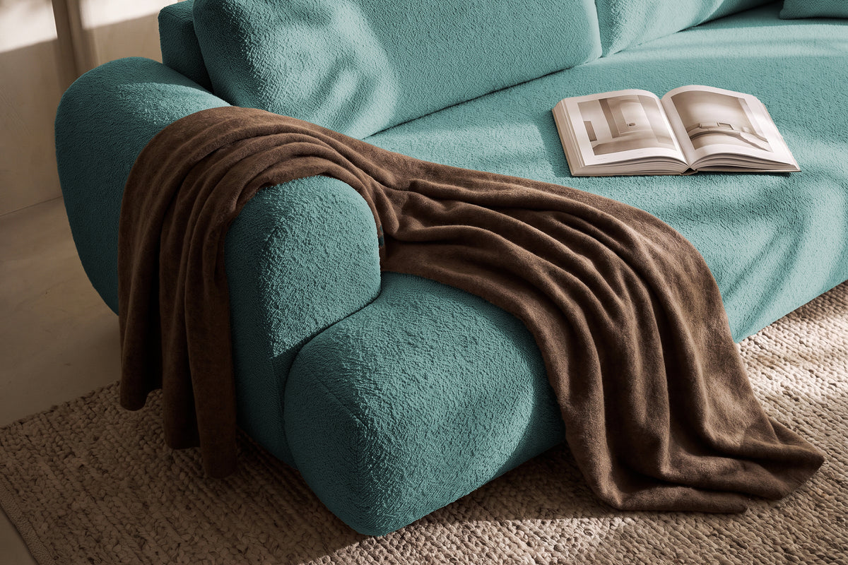 Canapea Extensibilă 3 locuri NOA, cu ladă depozitare, 244x108x80 cm, #color_Albastru-Anthology