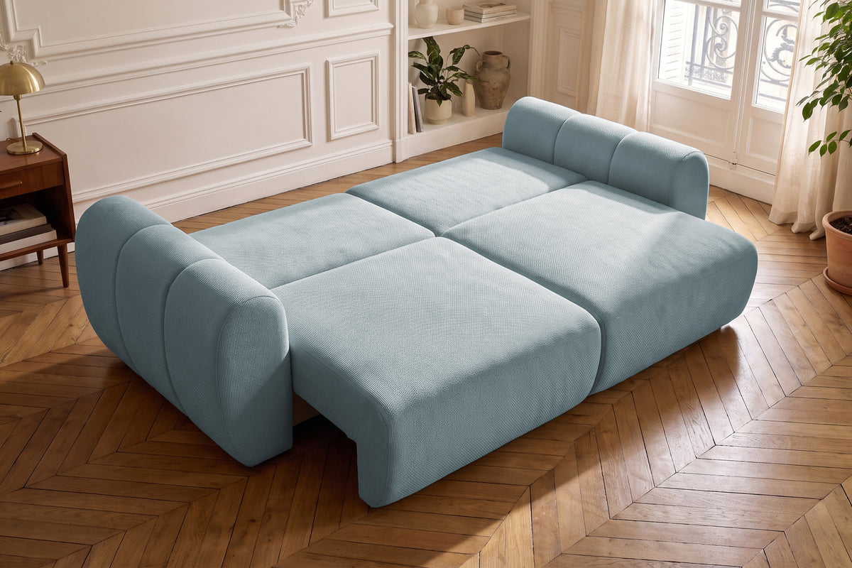 Canapea Extensibilă 3 locuri VERSA, cu 2 lăzi depozitare, 260x110x85 cm, #color_Albastru-Loft