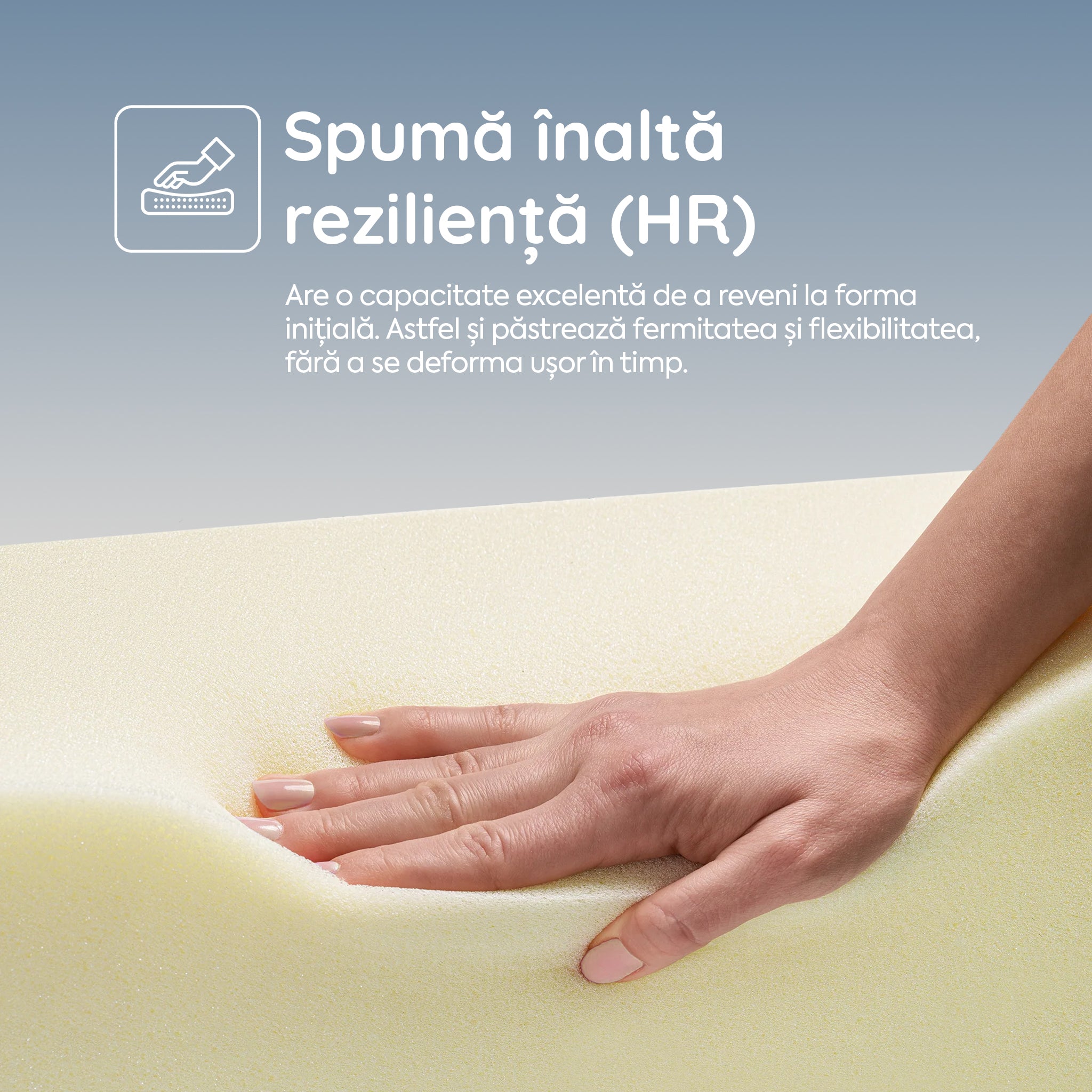 Saltea EMERALD, 18+5 Memory, spumă poliuretanică elastică, spumă cu memorie, husă cu efect antialergic, superortopedică, Grosime 24 cm - Prestige Home  