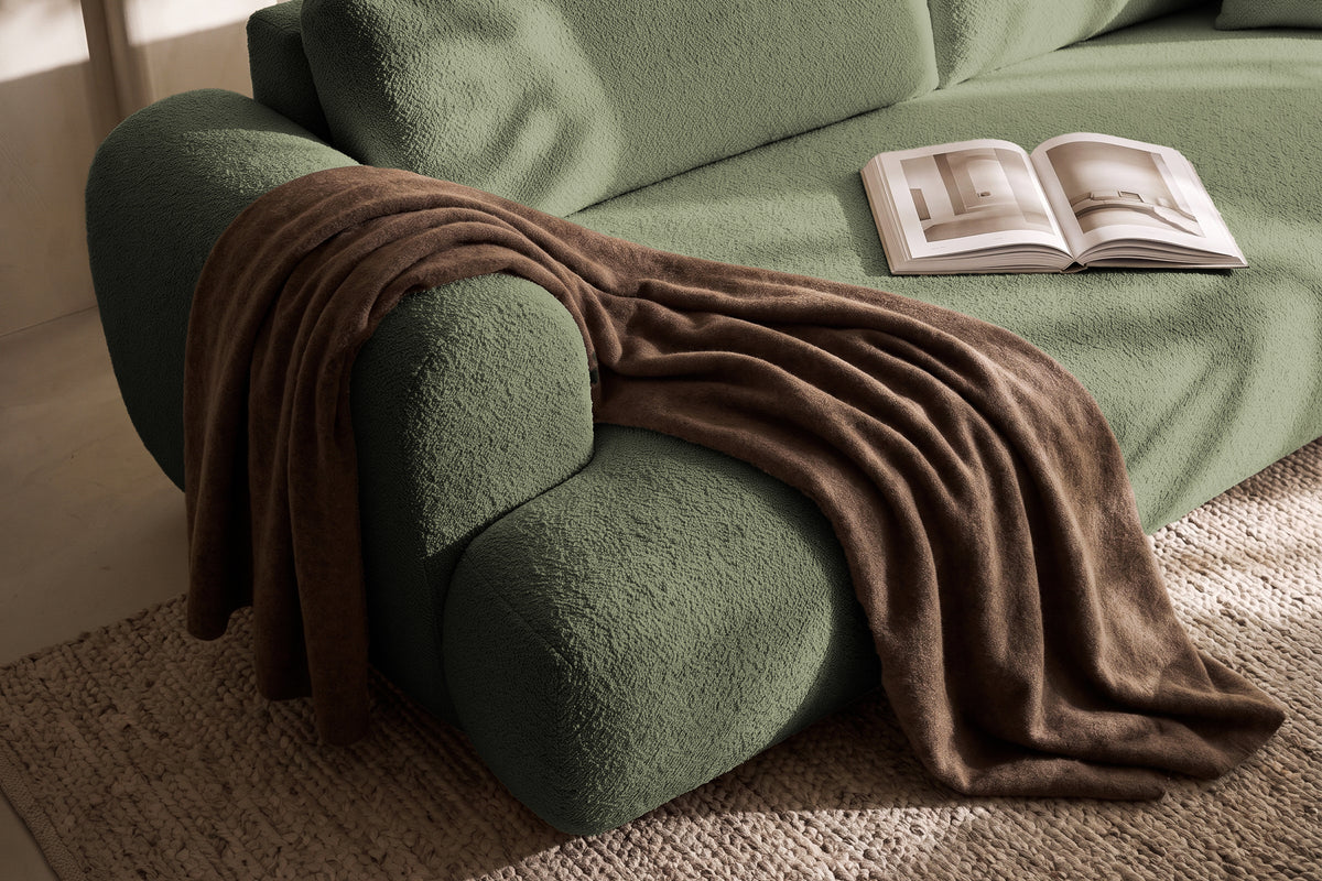Canapea Extensibilă 3 locuri NOA, cu ladă depozitare, 244x108x80 cm, #color_Verde-Anthology