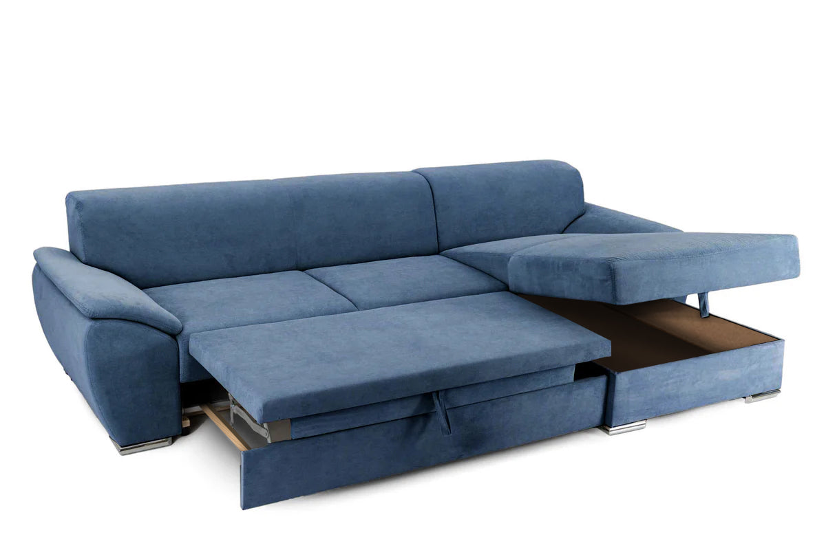 Colțar Extensibil PICASSO, cu ladă de depozitare, variante stânga/dreapta 300x170x80 cm #color_Albastru-Inchis-Enjoy