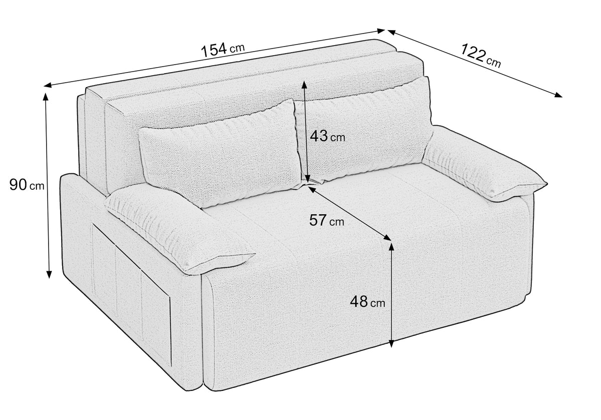 Canapea Extensibilă 2 locuri OSLO, 154x122x90 cm