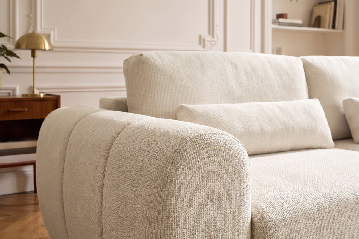 Canapea Extensibilă 3 locuri VERSA, cu 2 lăzi depozitare, 260x110x85 cm, #color_Crem-Loft