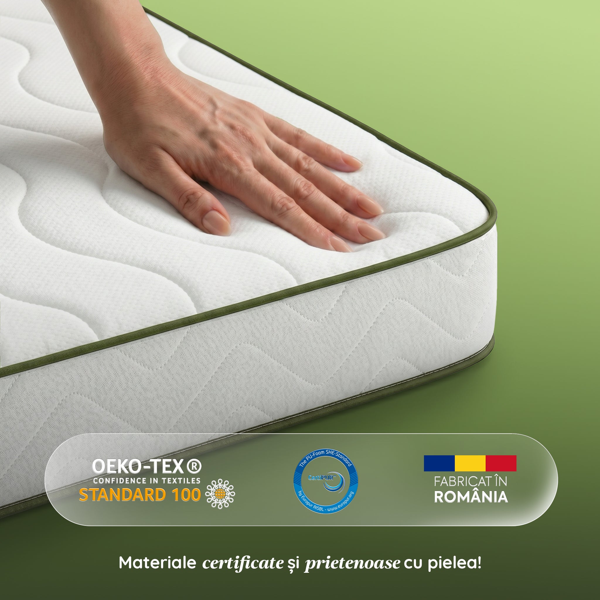 Saltea FRESH ERGO GREEN LINE, spumă poliuretanică, reversibilă, hipoalergenică, ortopedică, Grosime 16 cm  - Prestige Home