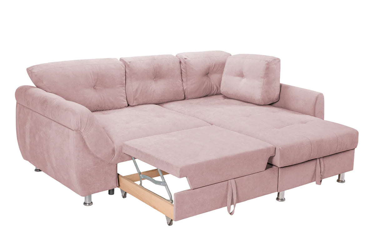 Coltar Extensibil MERLIN, cu lada depozitare, 230 x 190 x 93 cm, Prestigehome, #color_Roz-Flamingo-Enjoy