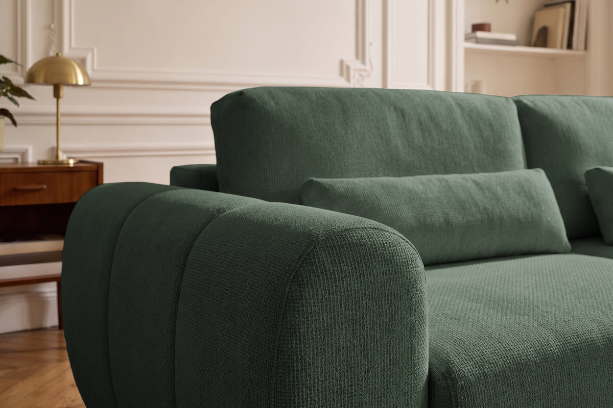 Canapea Extensibilă 3 locuri VERSA, cu 2 lăzi depozitare, 260x110x85 cm, #color_Verde-Inchis-Loft