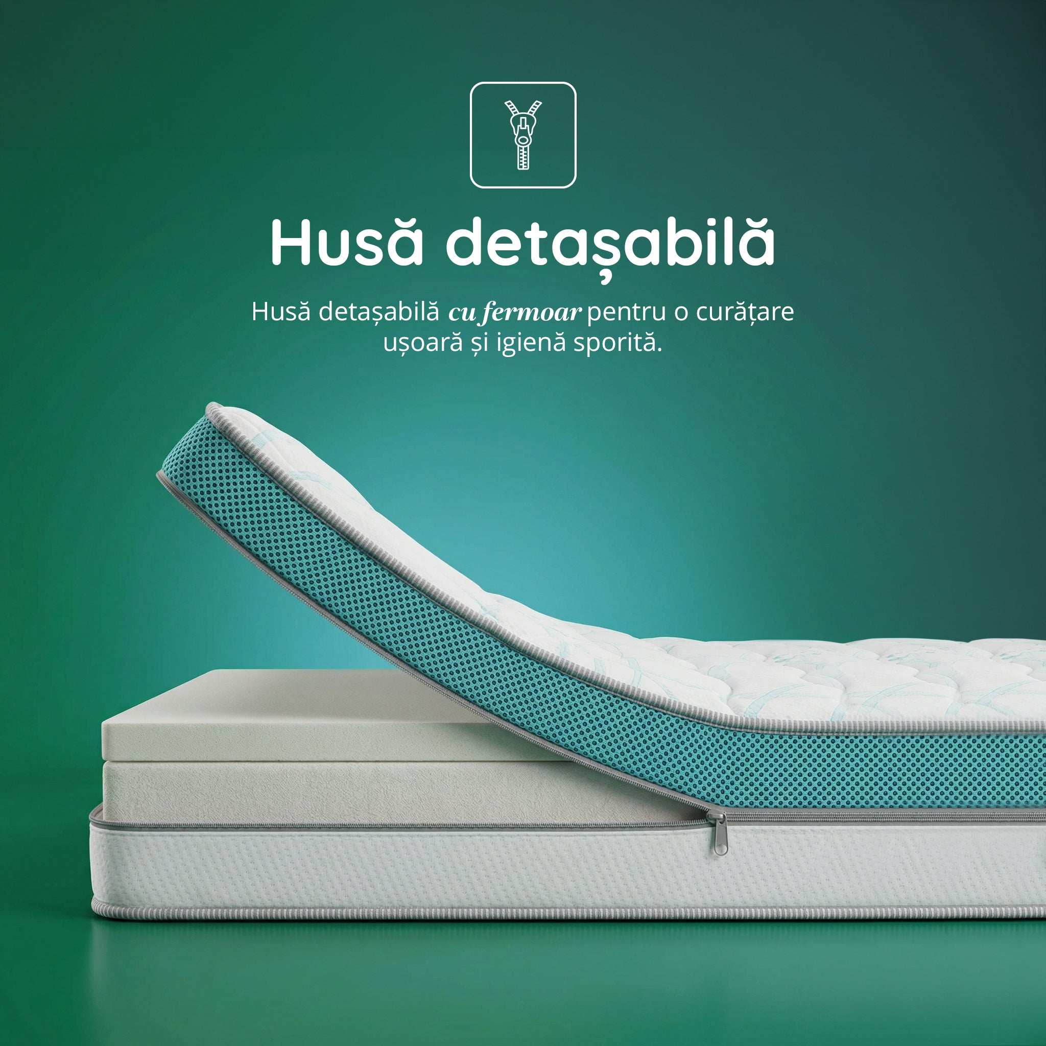 Saltea Ideal Sleep COOLTECH ALOE VERA DUAL, spumă poliuretanică durabilă, spumă High Resilience, husă CoolTech, superortopedică, Grosime 23 cm