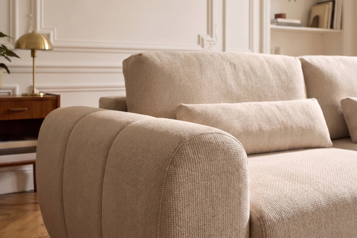 Canapea Extensibilă 3 locuri VERSA, cu 2 lăzi depozitare, 260x110x85 cm, #color_Bej-Loft
