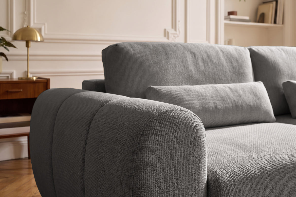 Canapea Extensibilă 3 locuri VERSA, cu 2 lăzi depozitare, 260x110x85 cm, #color_Gri-Grafit-Loft
