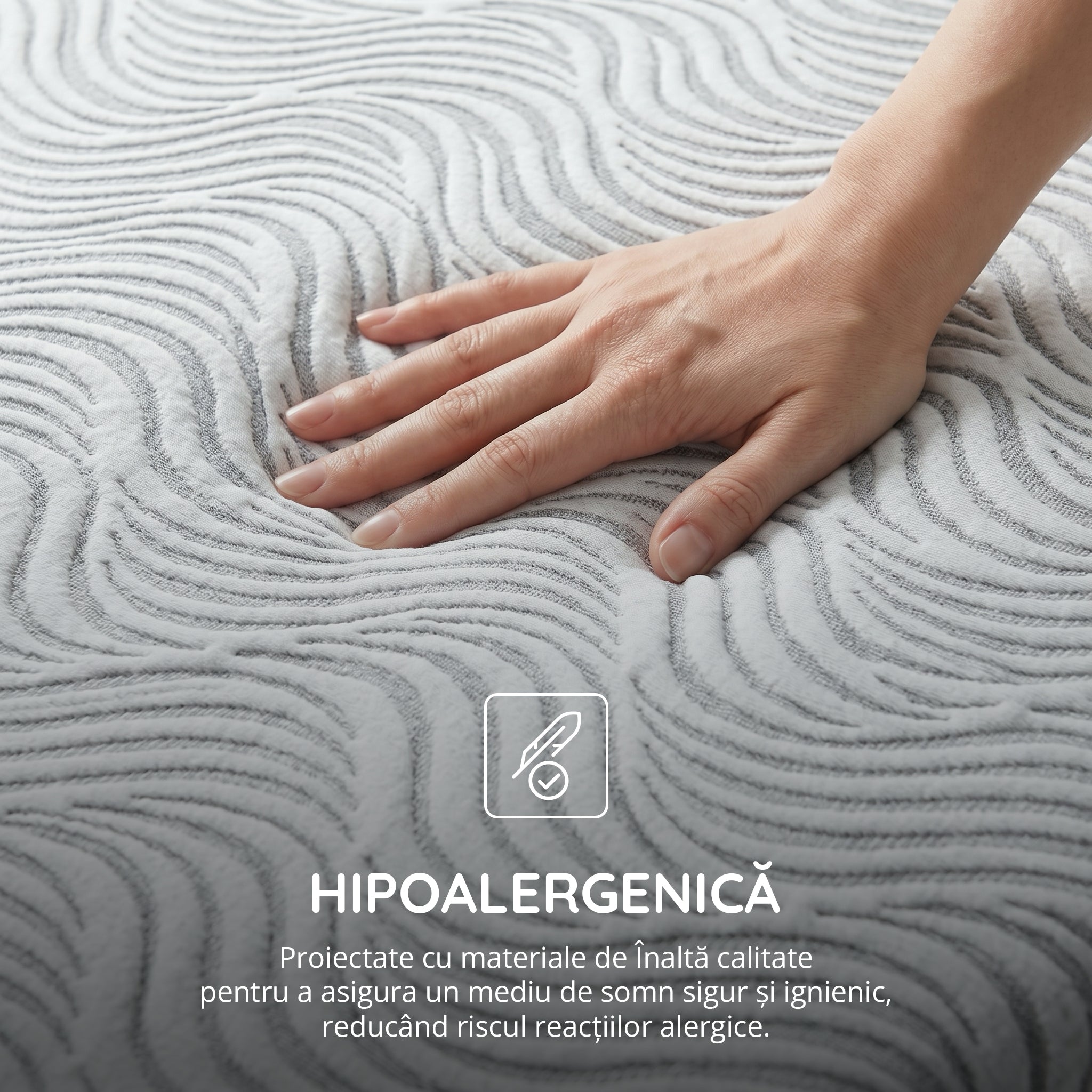Saltea WAVE MULTILAYER, spumă cu memorie, spumă reziliență mare, husă hipoalergenică detașabilă și lavabilă, superortopedică, grosime 20 cm
