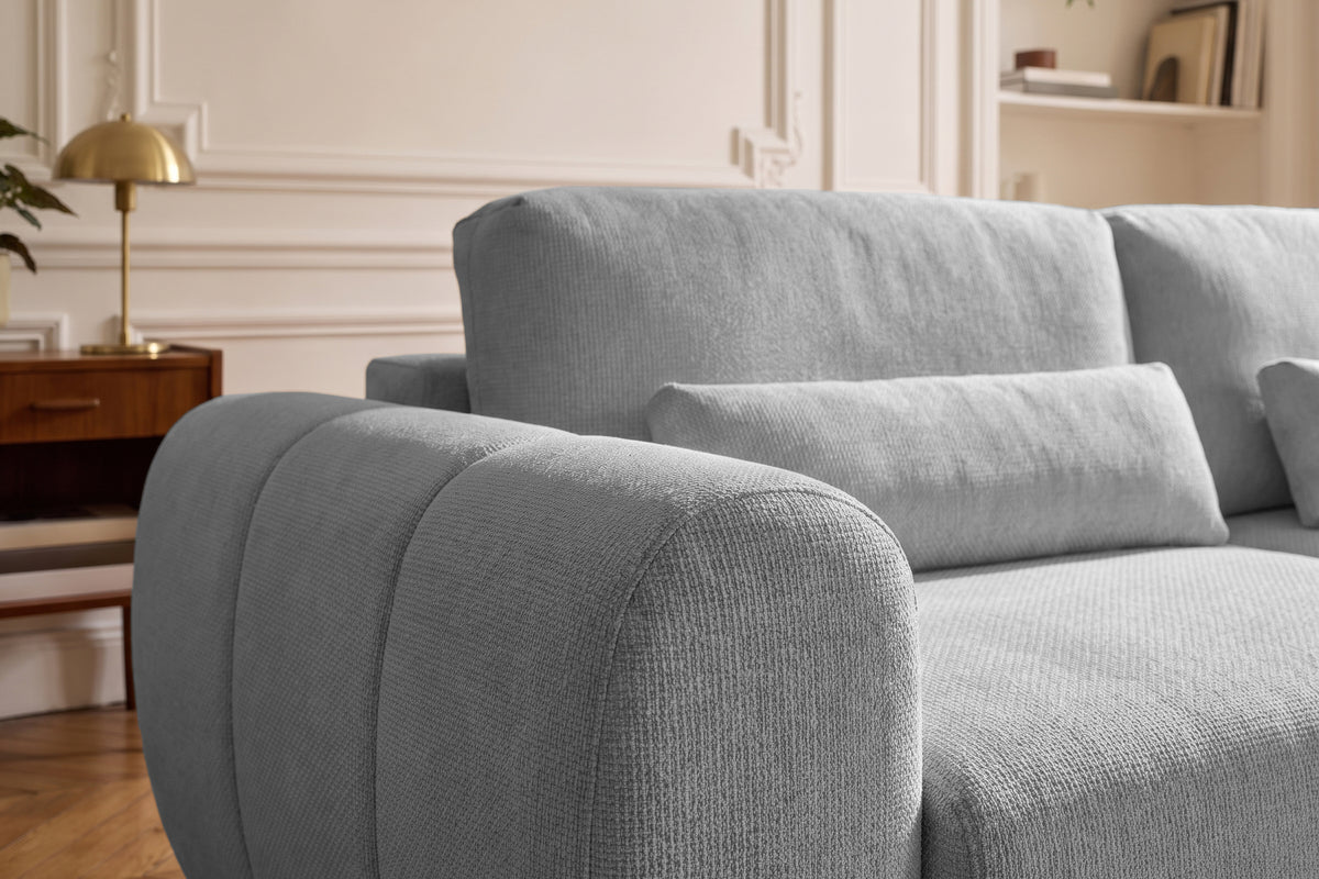Canapea Extensibilă 3 locuri VERSA, cu 2 lăzi depozitare, 260x110x85 cm, #color_Gri-Deschis-Loft