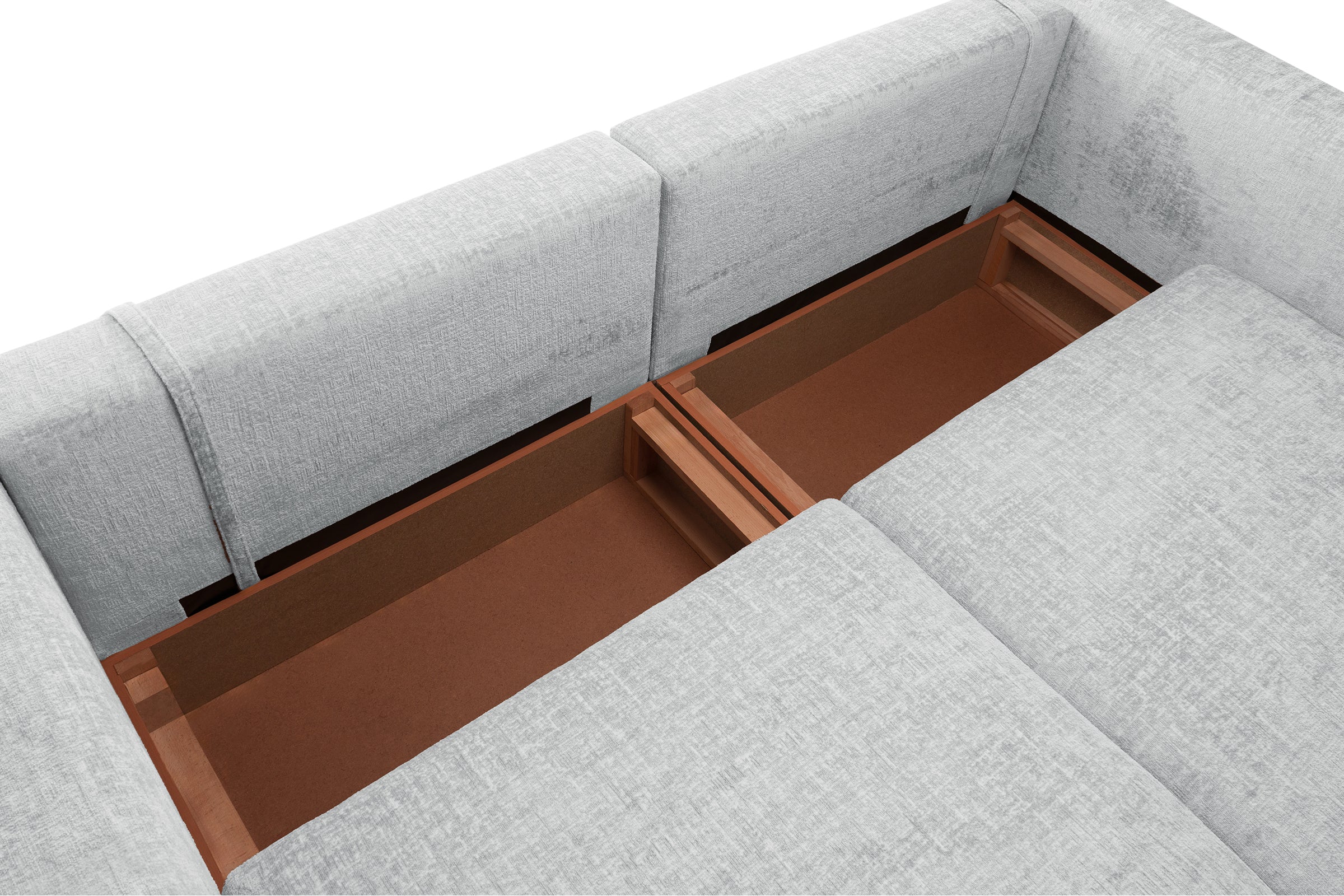 Canapea Extensibilă 4 locuri ZANETTO, cu 3 lăzi depozitare, 340x100x70 cm, #color_Gri-Argintiu-Onyx