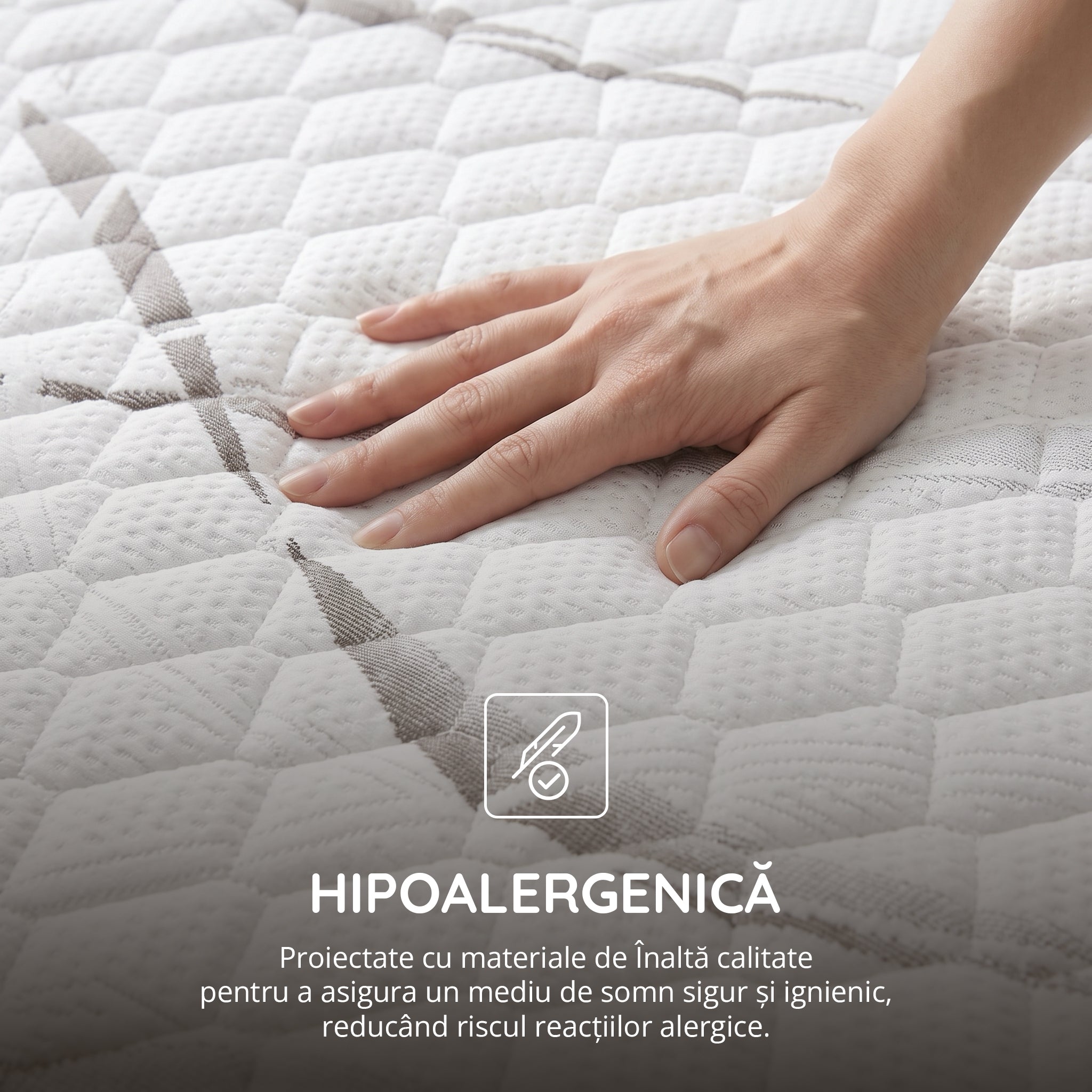 Saltea Ideal Sleep HOTEL SERIES LUX, superortopedică, cu spumă poliuretanică și arcuri, husă cu aerisire optimă, Grosime 25 cm - Prestige Home