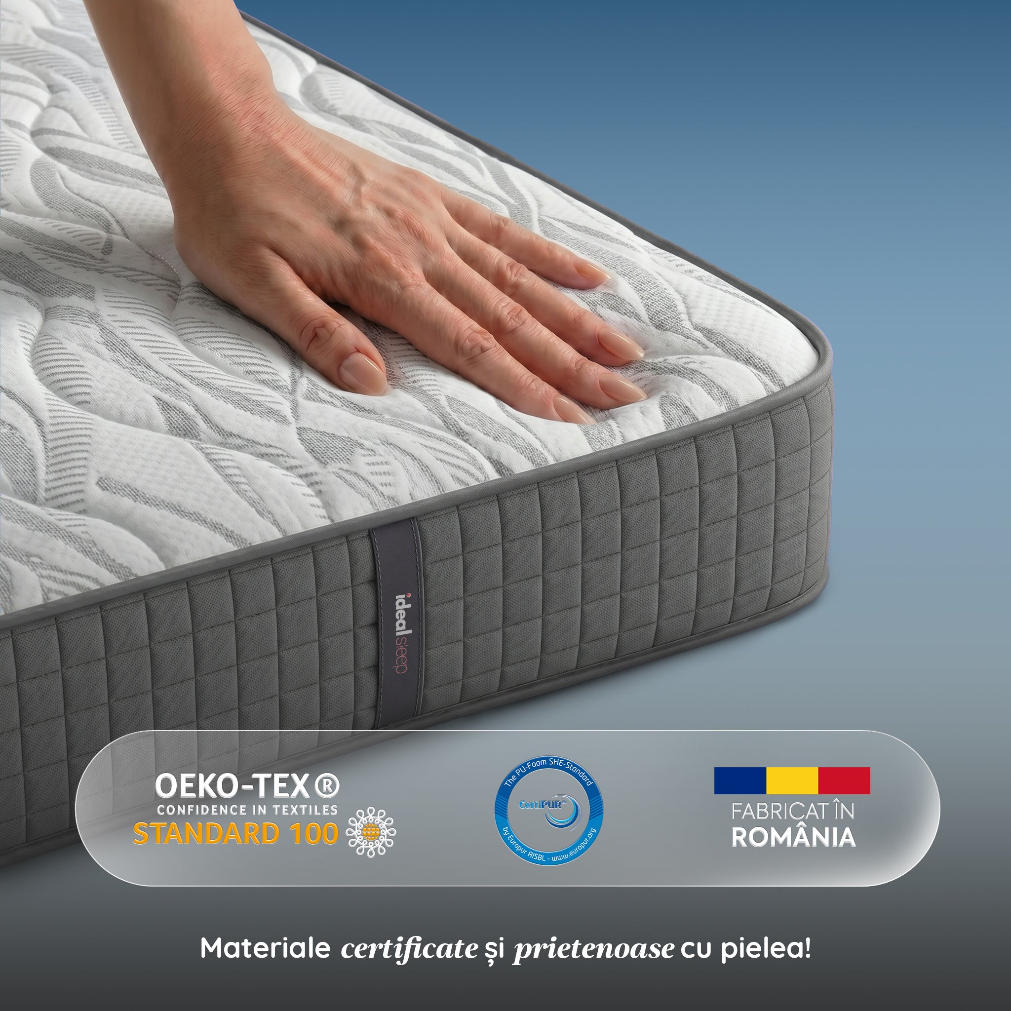Saltea Ideal Sleep WAVE POCKET, Arcuri individuale, spumă poliuretanică în straturi, superortopedică, Grosime 25 cm