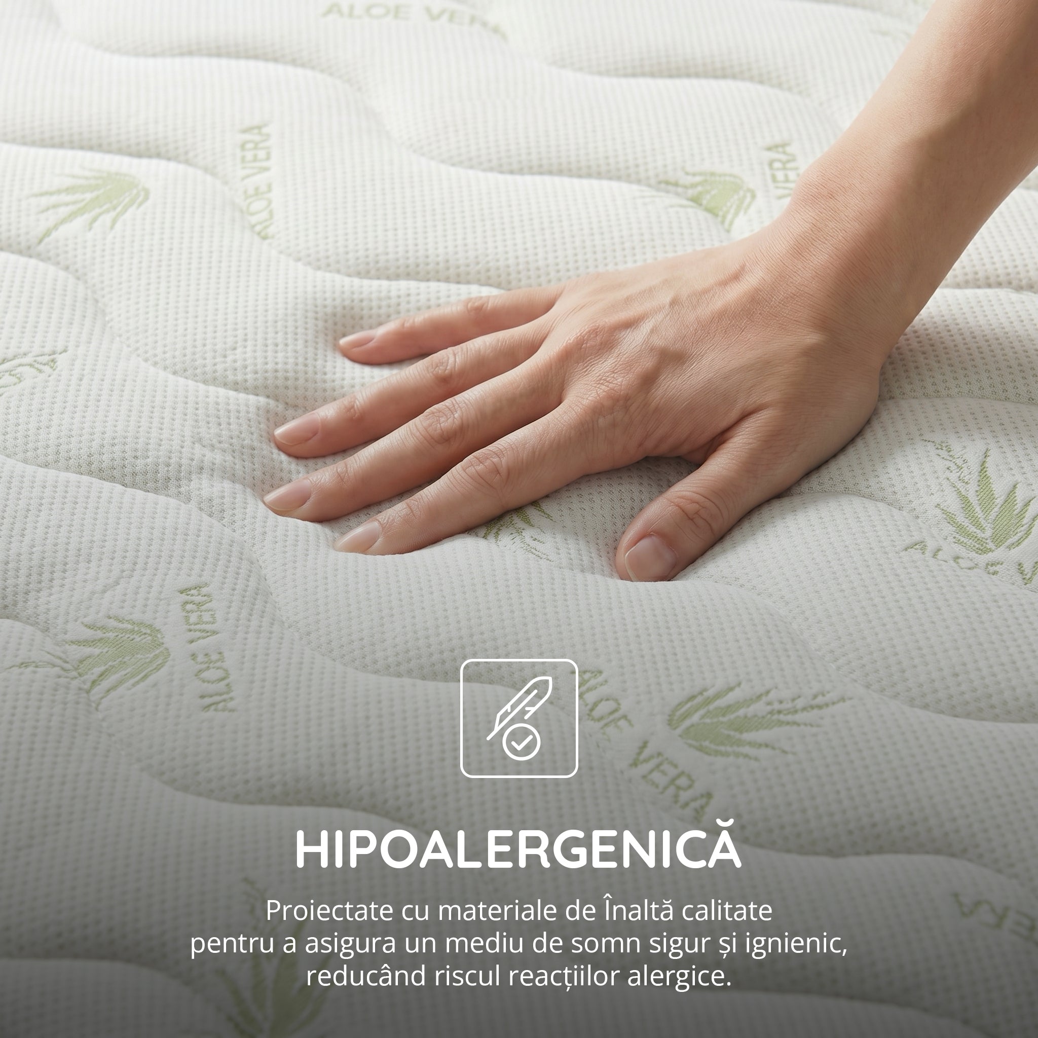 Saltea ALOE VERA THERAPY, spumă poliuretanică, reversibilă, hipoalergenică, super ortopedică, Grosime 19 cm   - Prestige Home 