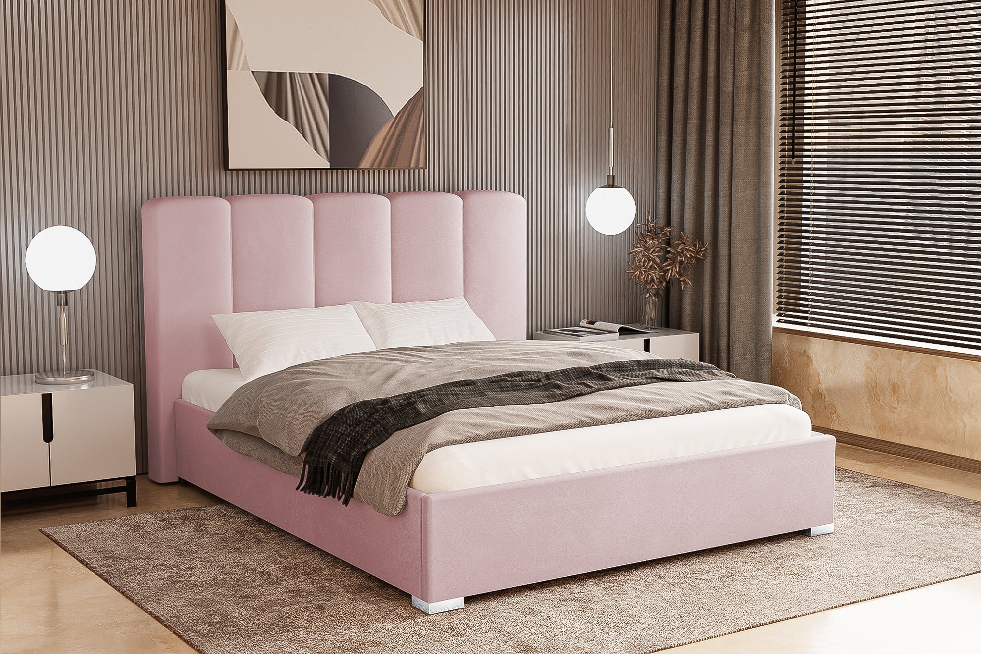 Pat Tapitat Luna, cu Lada Rabatabil, Prestigehome.ro, Prestige, #color_swing-roz