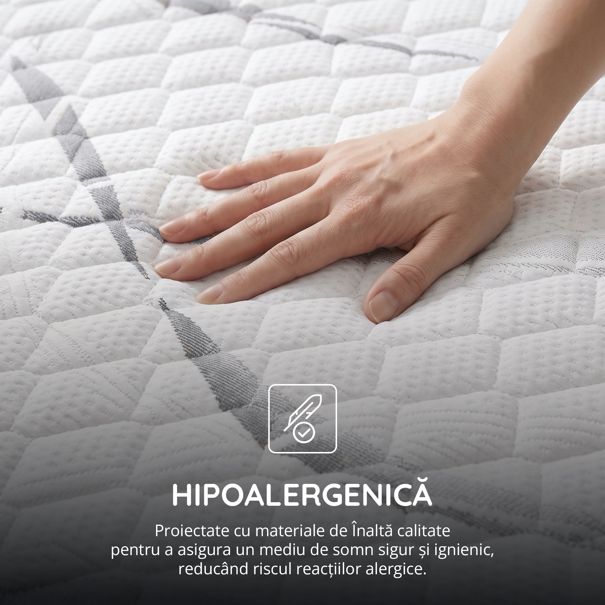 Saltea Ideal Sleep HOTEL SERIES NIGHT LUX, superortopedică, cu spumă poliuretanică și arcuri, husă cu aerisire optimă, Grosime 26 cm - Prestige Home