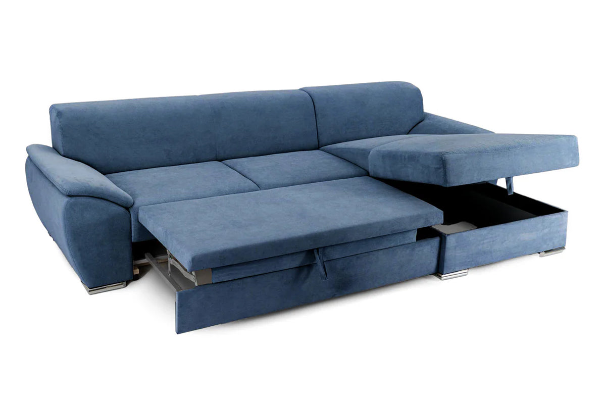 Colțar Extensibil PICASSO, cu ladă de depozitare, variante stânga/dreapta 300x170x80 cm #color_Albastru-Inchis-Enjoy