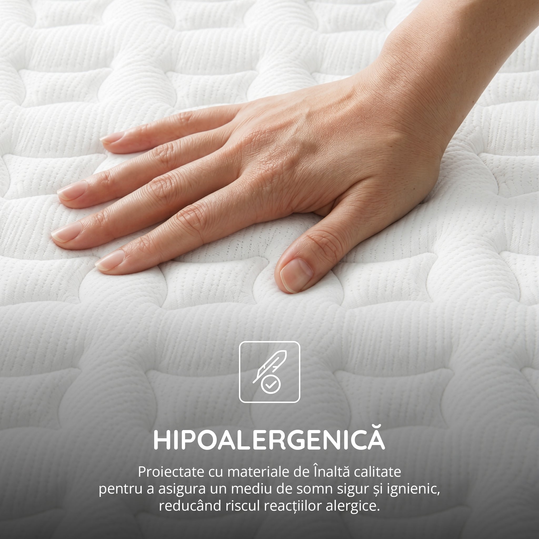 ZERO GRAVITY, 7 zone de confort, Arcuri Individuale, spumă poliuretanică elastică, spumă cu memorie, husă cu efect antialergic, superortopedică, Grosime 27 cm  - Prestige Home 
