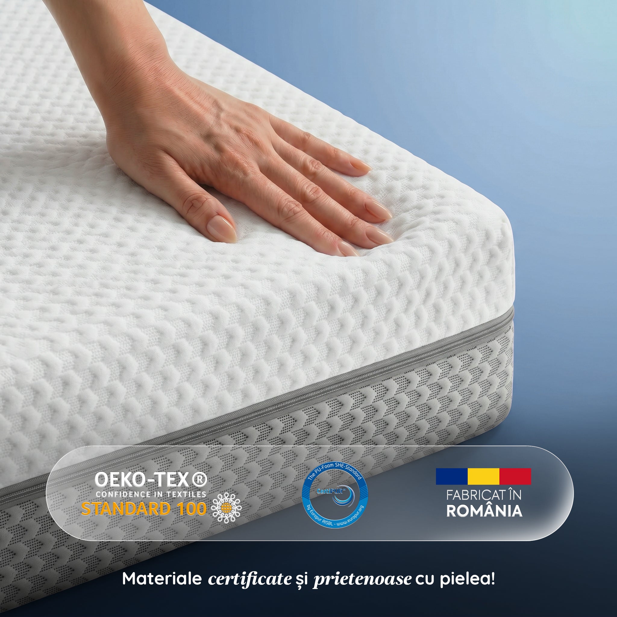 Saltea Ideal Sleep PERFECT COMFORT 4 in 1, spumă poliuretanica de susținere, spumă High Resilience, spumă cu memorie, husă detașabilă și lavabilă, superortopedică, Grosime 22 cm