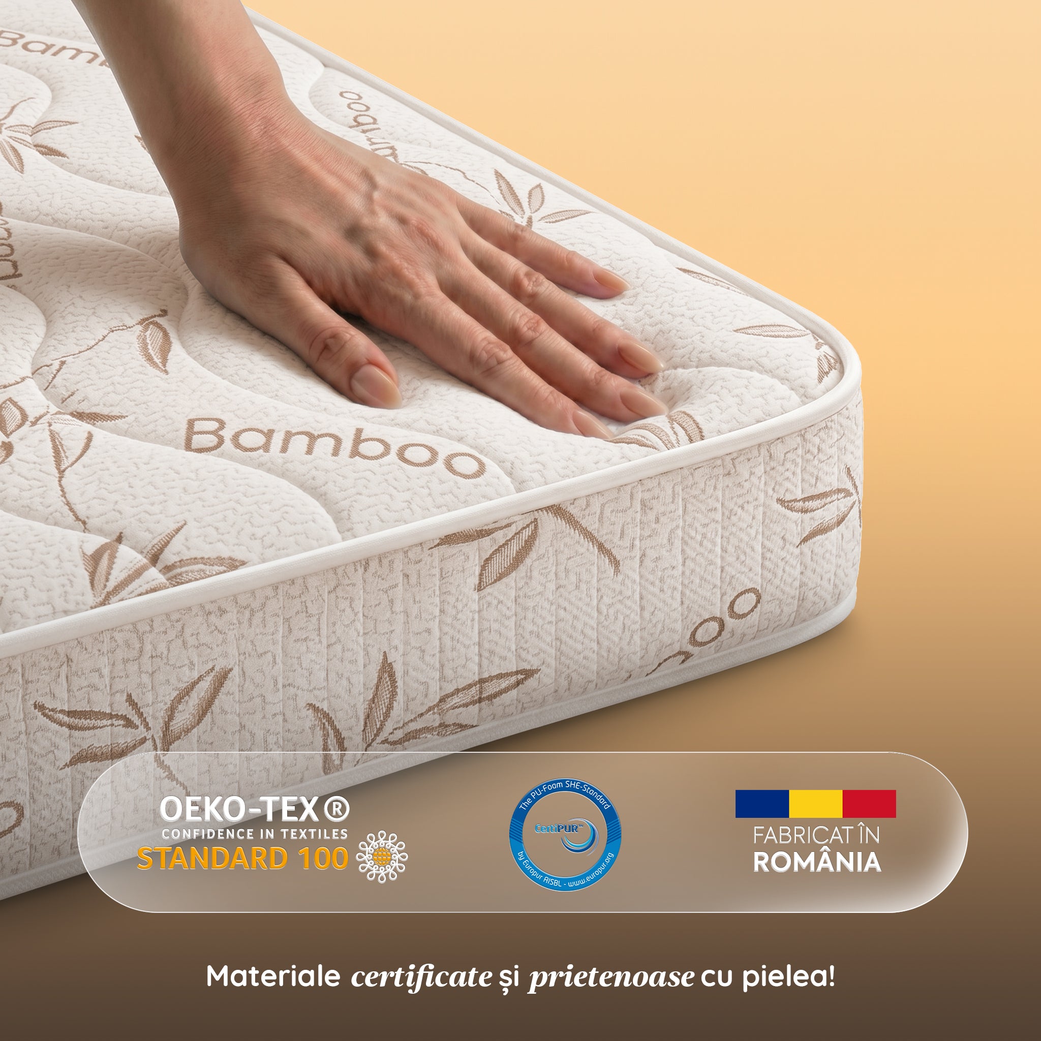 Saltea BAMBOO CONFORT, spumă poliuretanică, reversibilă, hipoalergenică, super ortopedică, Grosime 19 cm  - Prestige Home