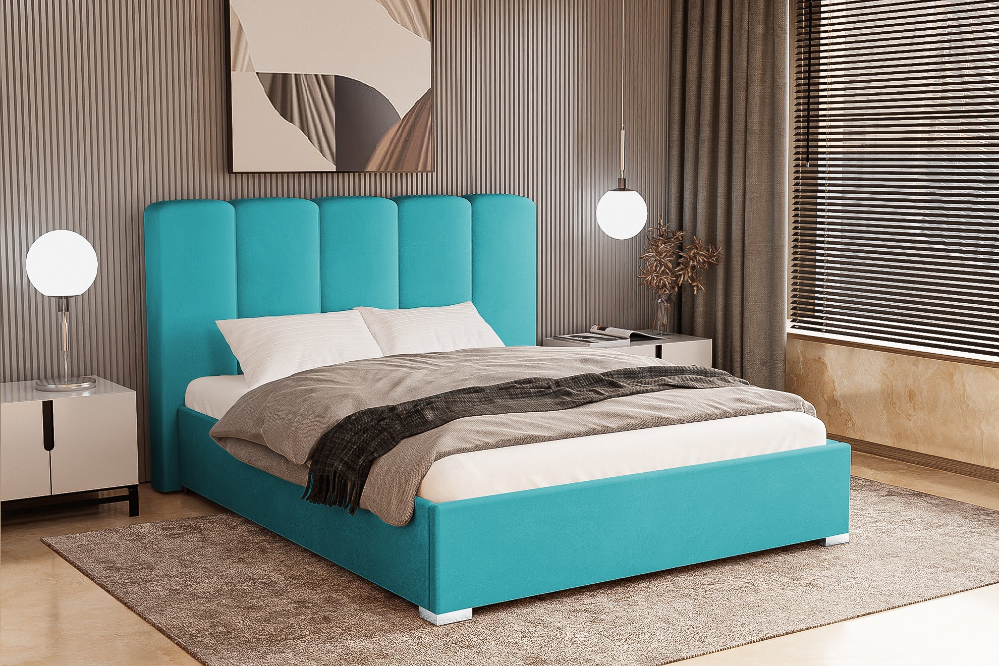 Pat Tapitat Luna, cu Lada Rabatabil, Prestigehome.ro, Prestige, #color_swing-turcoaz