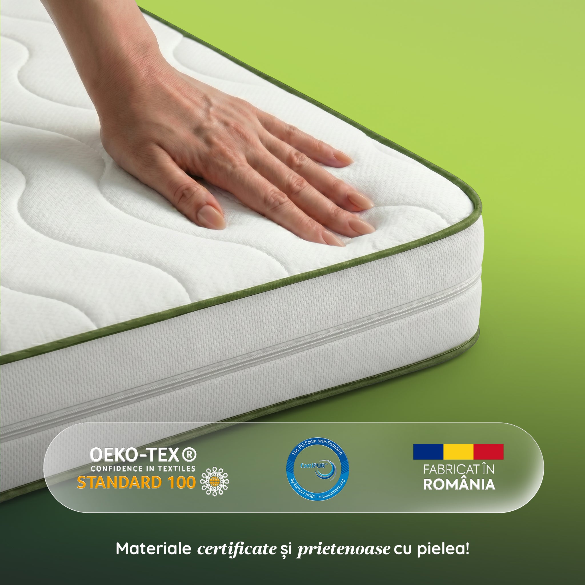 Saltea HYGENE THERAPY, spumă poliuretanică, reversibilă,  husă detașabilă cu fermoar, lavabilă, superortopedică, Grosime 22 cm - Prestige Home