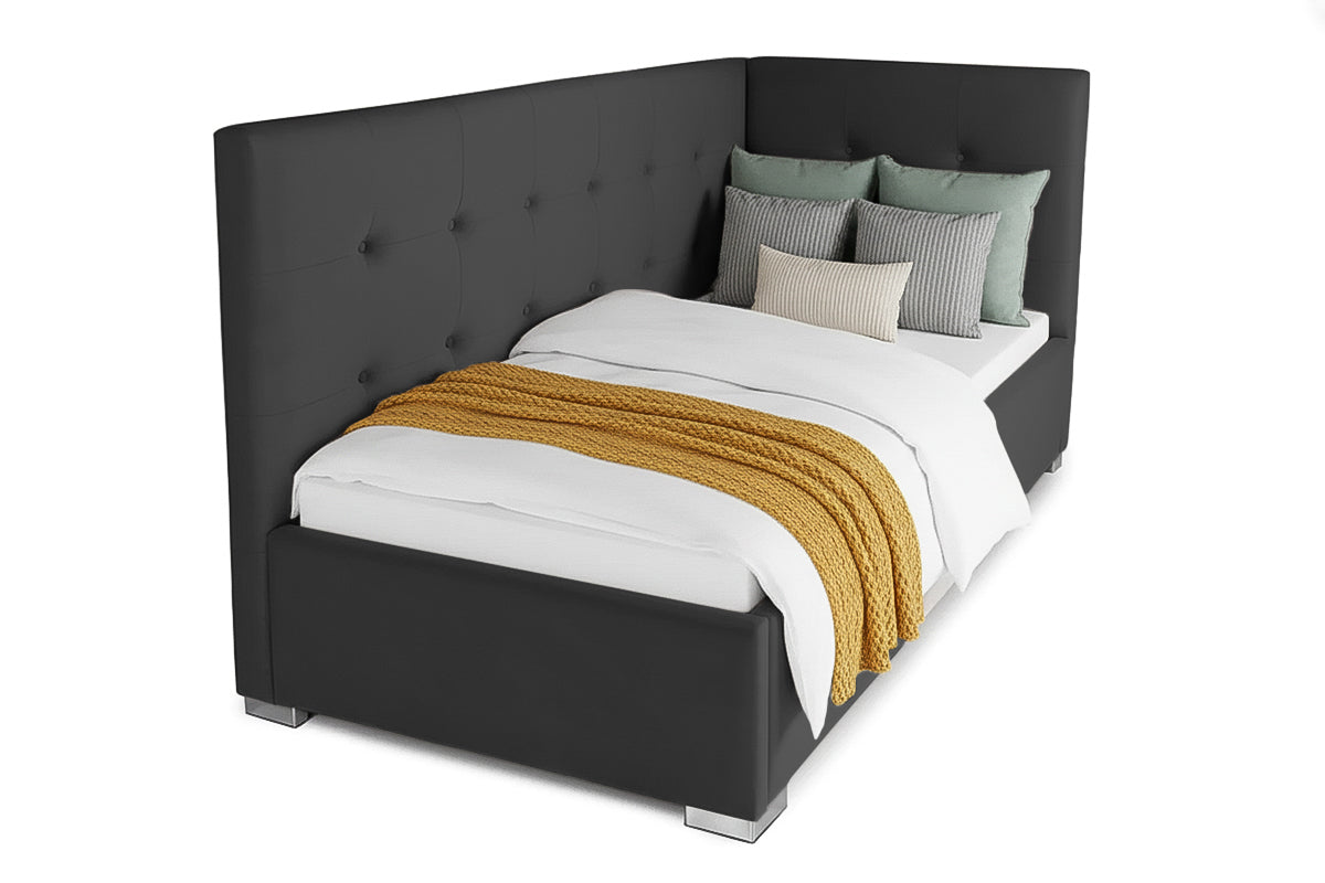 Pat Tapițat Lille de colț, cu somieră rabatabilă și ladă depozitare, #color_Swing-Antracit