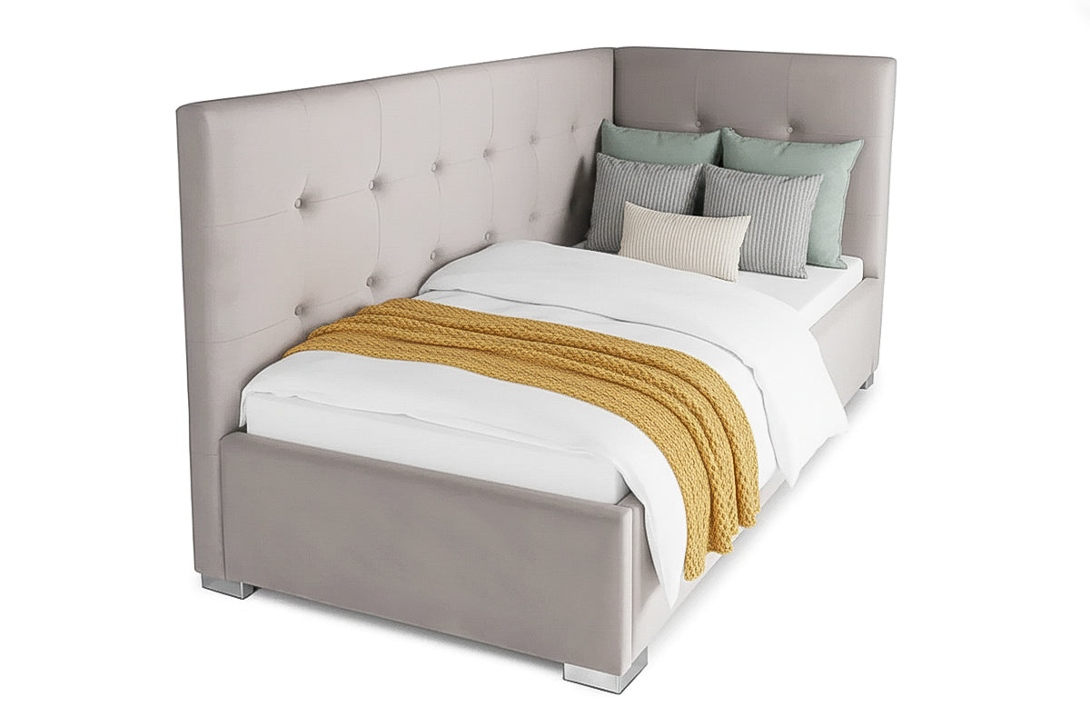 Pat Tapițat Lille de colț, cu somieră rabatabilă și ladă depozitare, #color_Swing-Bej