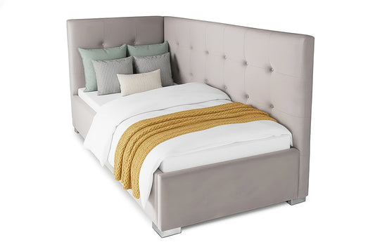 Pat Tapițat Lille de colț, cu somieră rabatabilă și ladă depozitare, #color_Swing-Bej