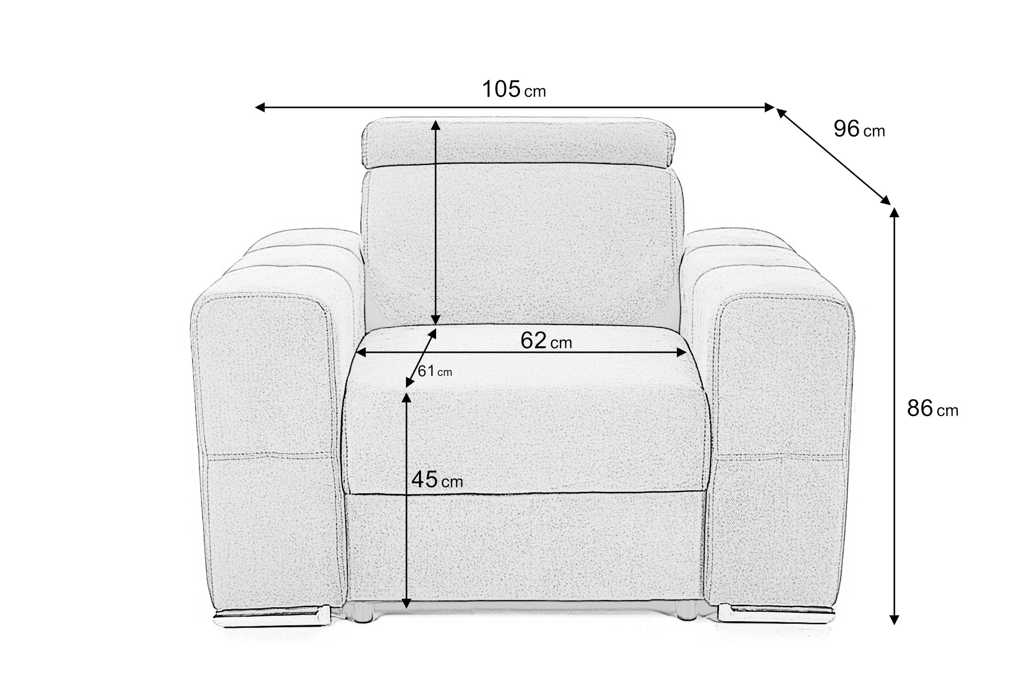 Fotoliu BELLAGIO, cu Tetier reglabil 105x96x86 cm, Albastru Denim, Outlet
