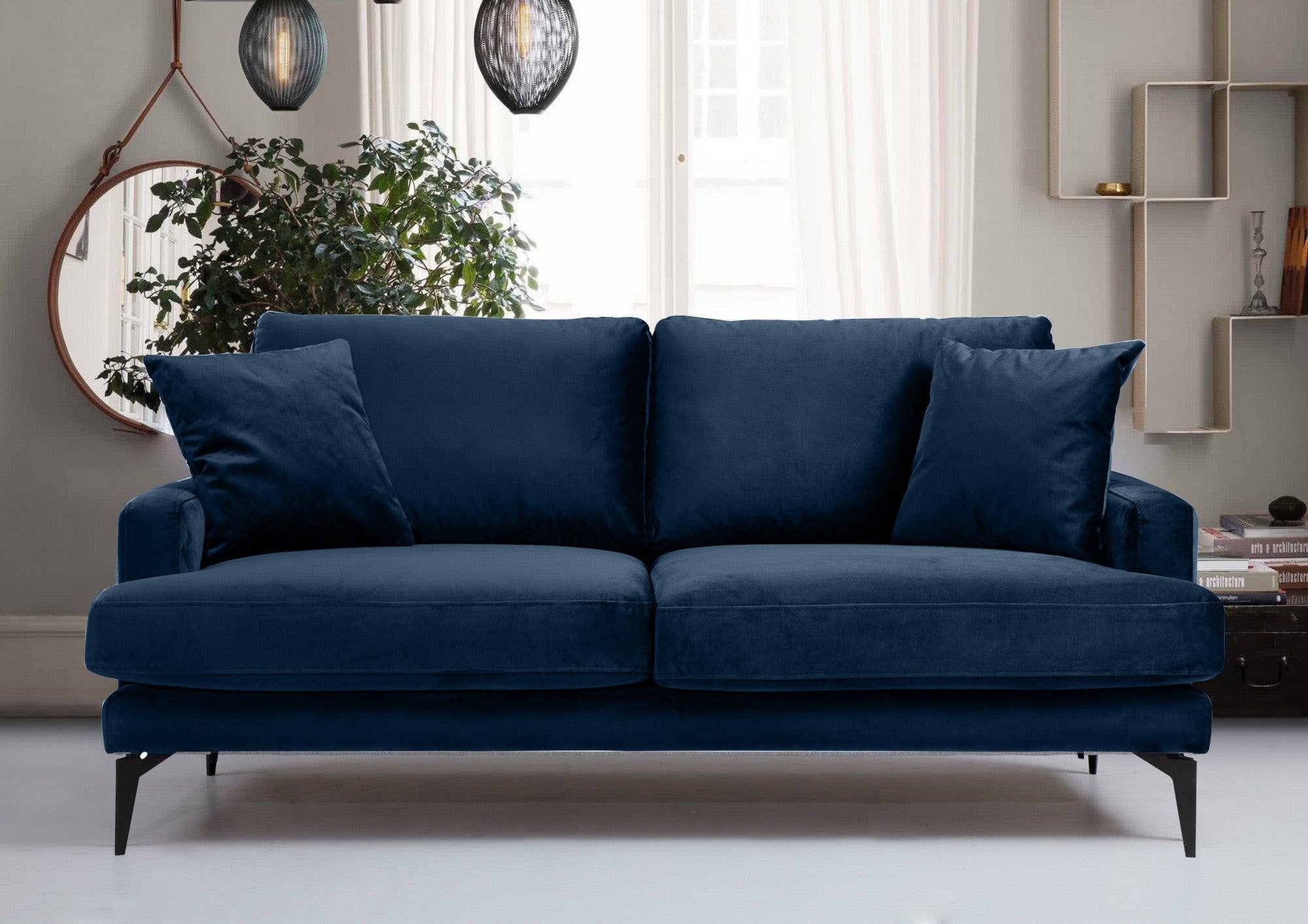 Canapea Fixă AZURRO, 2 locuri, 175x90x85 cm - Prestigehome.ro - Canapea - Prestige #color_Velutto-Albastru