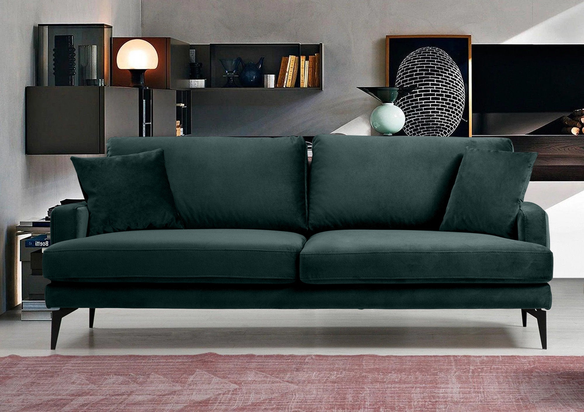 Canapea Fixă AZURRO, 3 locuri, 205x90x85 cm - Prestigehome.ro - Canapea - Prestige #color_Velutto-Verde