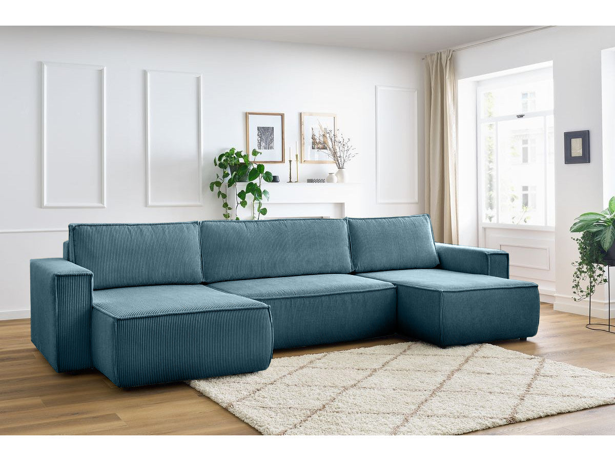 Colțar in formă de U Extensibil CLOUD, cu ladă de depozitare, 384x148x88cm - Prestigehome.ro - Coltar - Prestige - #color_Albastru-Fjord