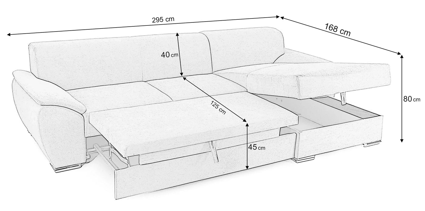 Colțar Extensibil PICASSO, cu ladă de depozitare, variante stânga/dreapta 295x168x80 cm