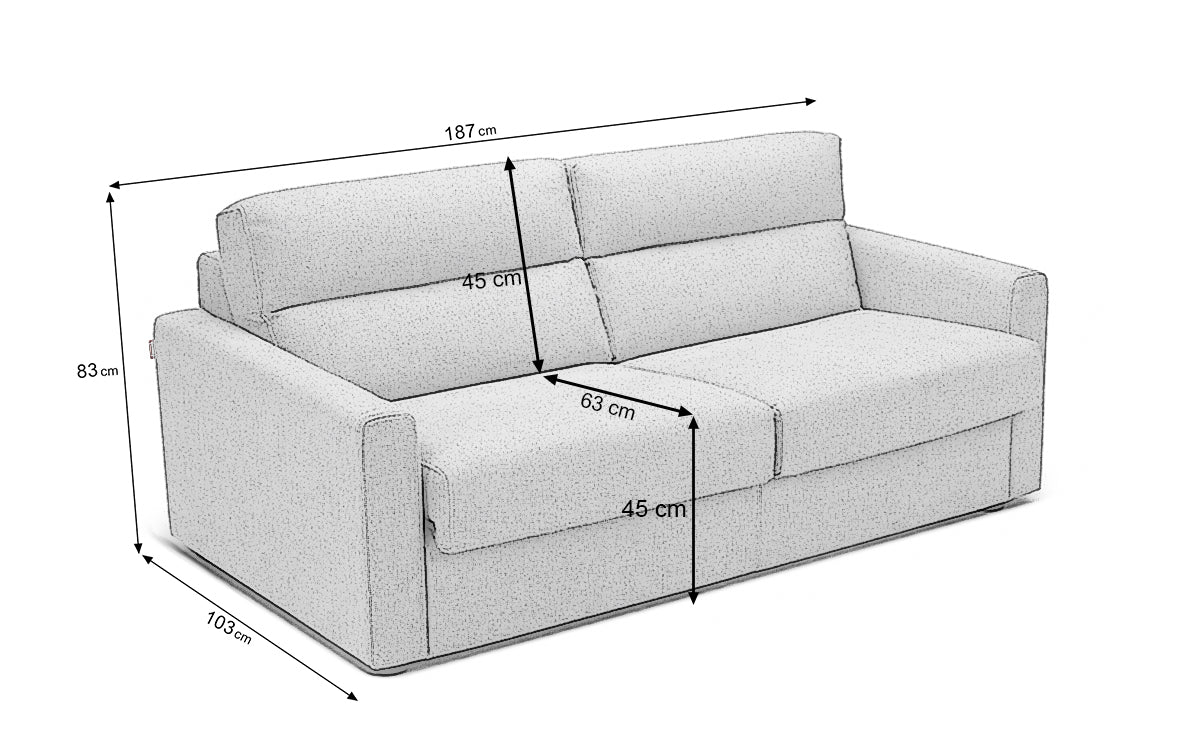 Canapea Extensibilă 2 locuri SOHO, cu mecanism și saltea din spumă inclusă, 187 x 103 x 83 cm, Gri - Outlet