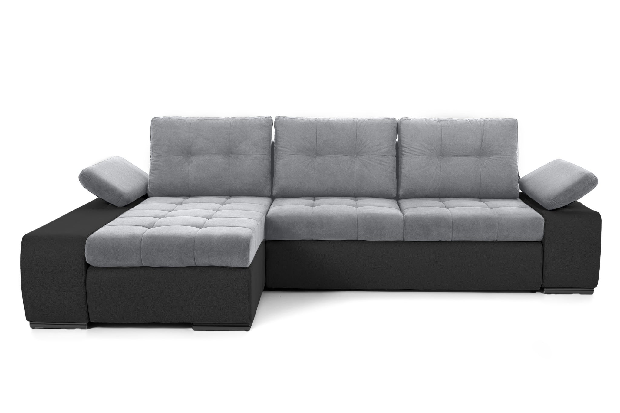 Colțar Extensibil VENETIA, cu ladă de depozitare, variante stânga/dreapta 290x170x80 cm, #color_Gri-Deschis-Gri-Inchis-Enjoy