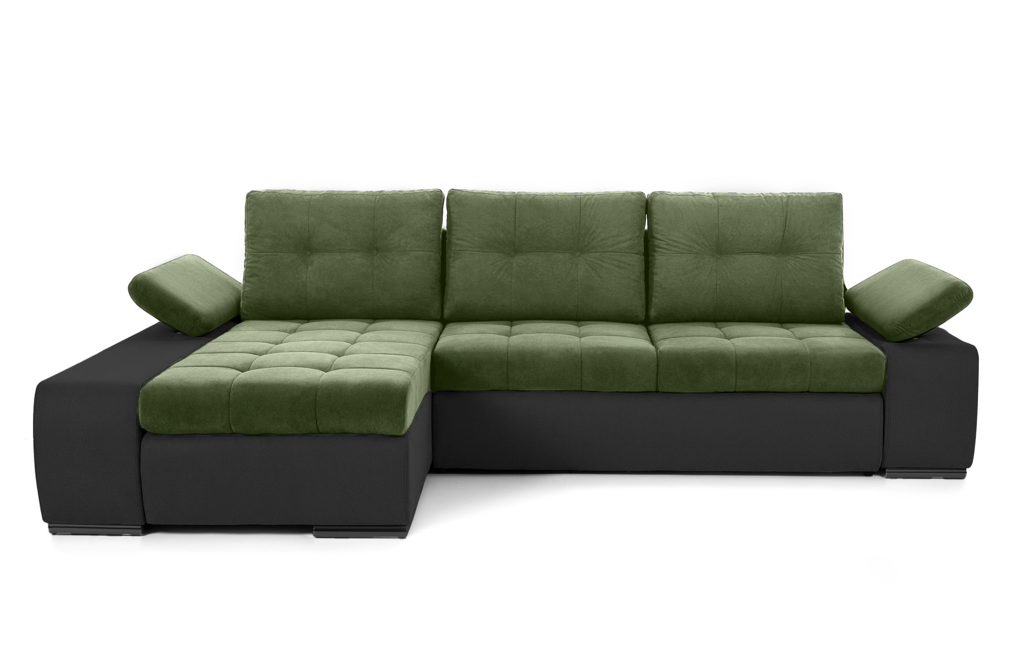 Colțar Extensibil VENETIA, cu ladă de depozitare, variante stânga/dreapta 290x170x80 cm, #color_Verde-Gri-Inchis-Enjoy