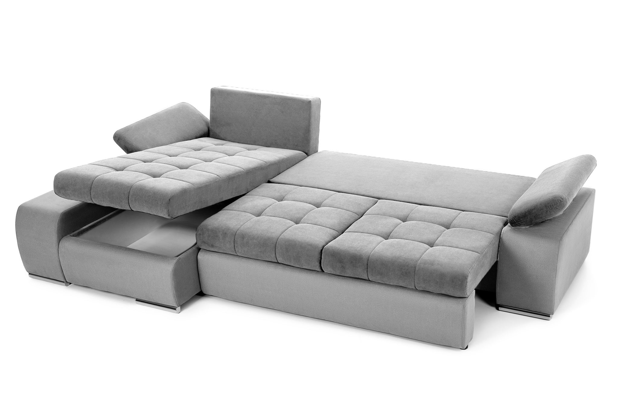 Colțar Extensibil VENETIA, cu ladă de depozitare, variante stânga/dreapta 290x170x80 cm, #color_Gri-Deschis-Enjoy