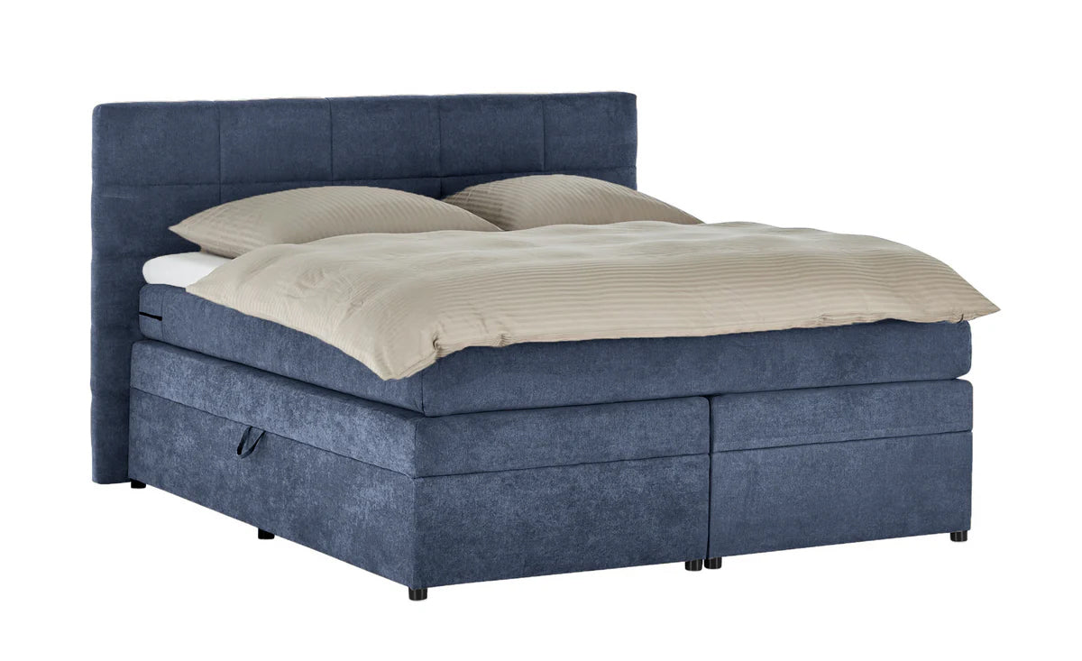 Pat Boxspring Gibson, cu lada de depozitare, saltea si topper incluse