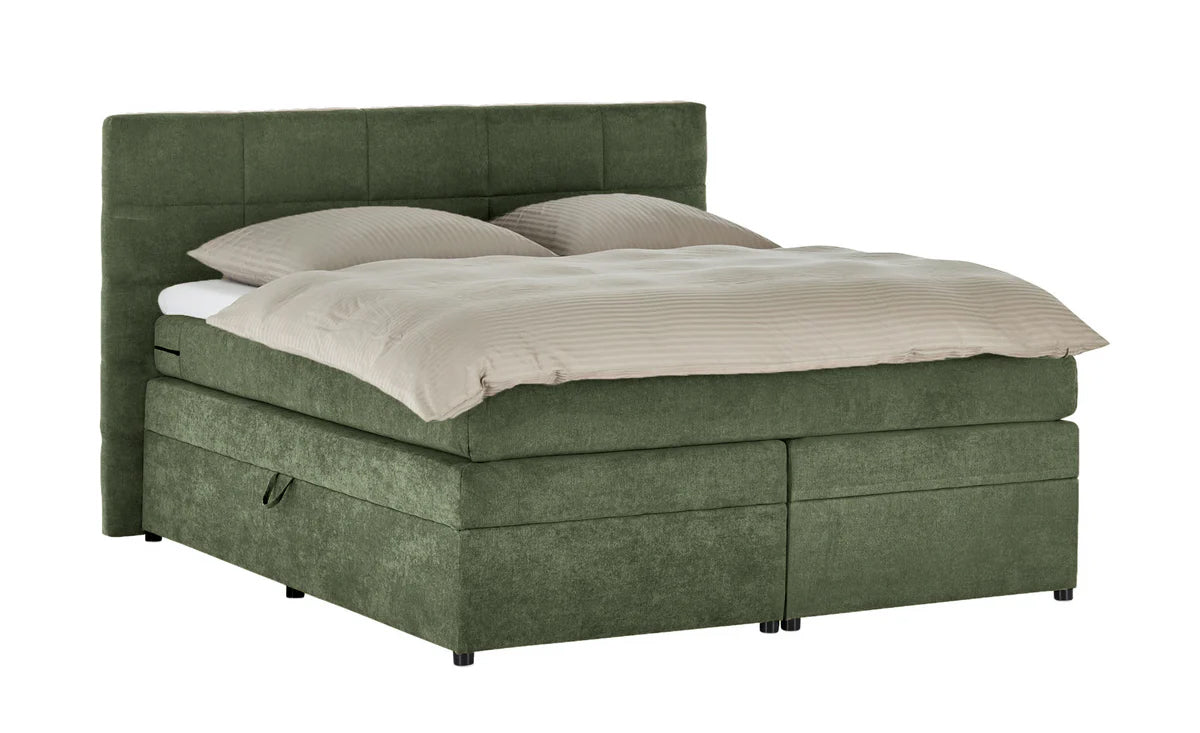Pat Boxspring Gibson, cu lada de depozitare, saltea si topper incluse