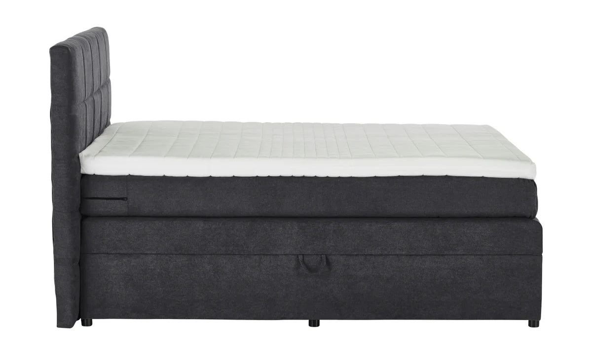 Pat Boxspring Gibson, cu lada de depozitare, Bej, Prestigehome.ro, Prestige, #Color_Gri-Inchis-Enjoy