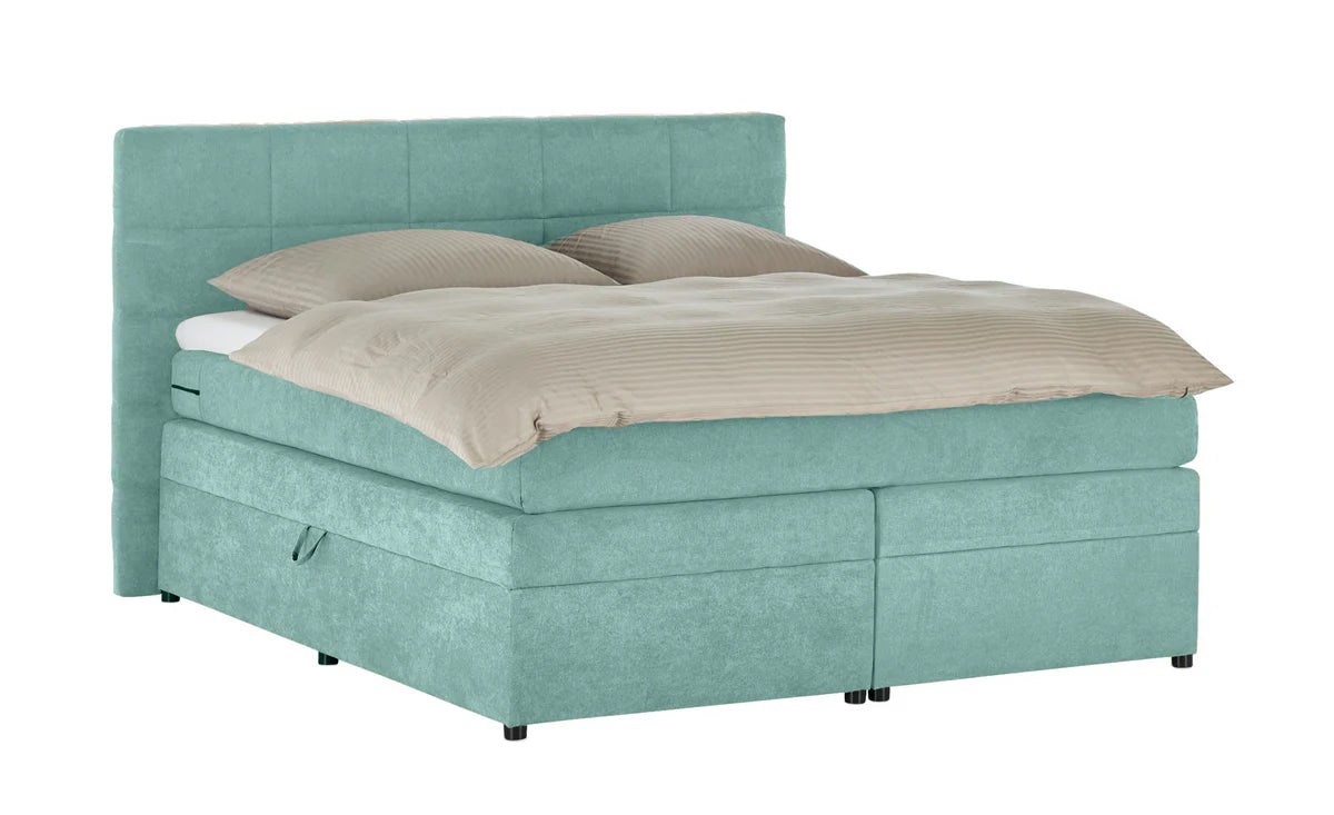 Pat Boxspring Gibson, cu lada de depozitare, saltea si topper incluse