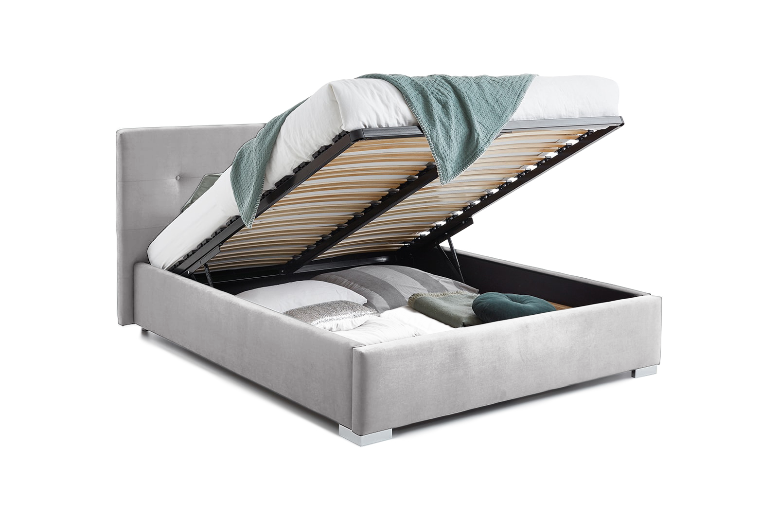 Pachet Pat + Saltea 160x200 Cozy Double-Seturi Paturi + Saltele-Prestige Home-Swing-Gri-Prestige Home