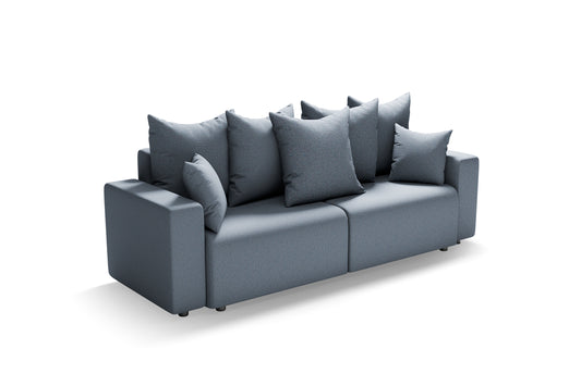Canapea Extensibilă 3 locuri LIVIGNO, cu ladă de depozitare, 235x93x100 cm, Gri deschis