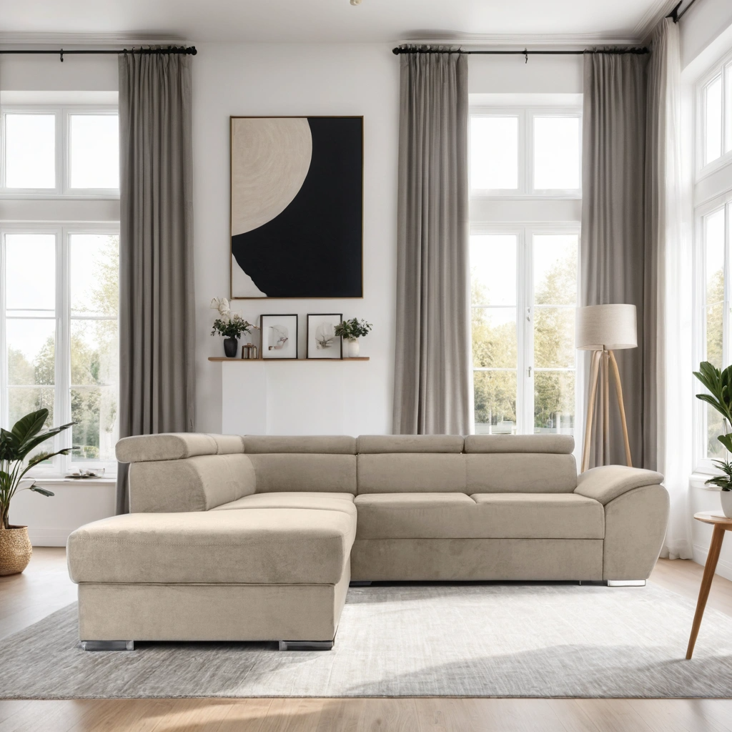 Colțar Extensibil CUBA, cu tetiere reglabile, variante stânga/dreapta 266x232x80 cm  - Prestige Home 