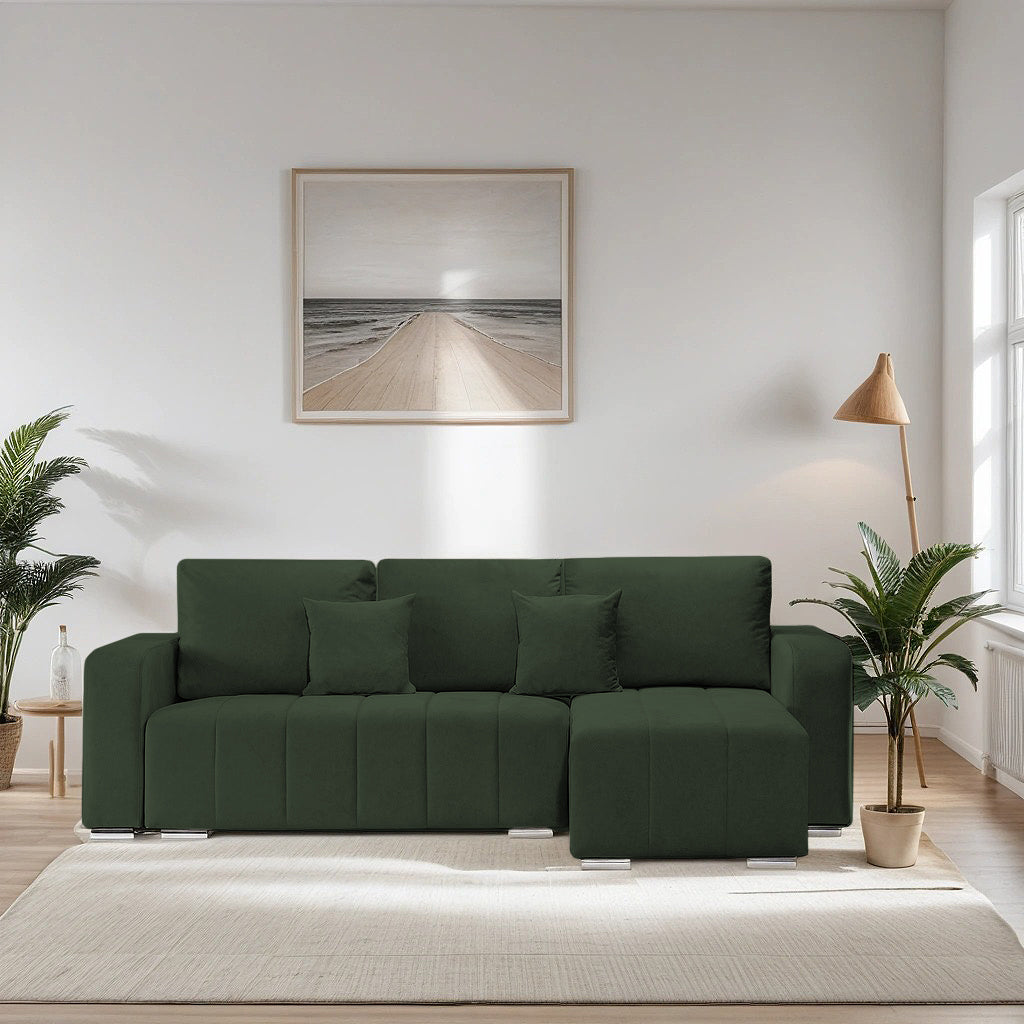 Colțar Extensibil DIEGO, cu lada depozitare, sezlong interschimbabil, 230x190x93cm, Prestigehome.ro, #color_Verde-Whisper